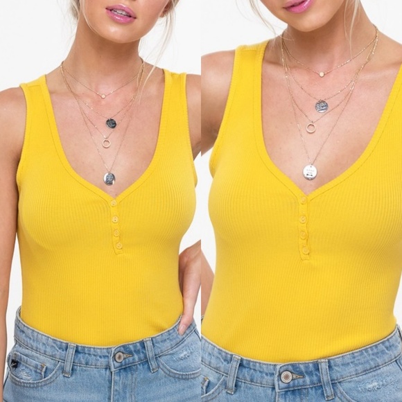 SOLD OUT / Yellow Basic Bodysuit - Picture 2 of 6